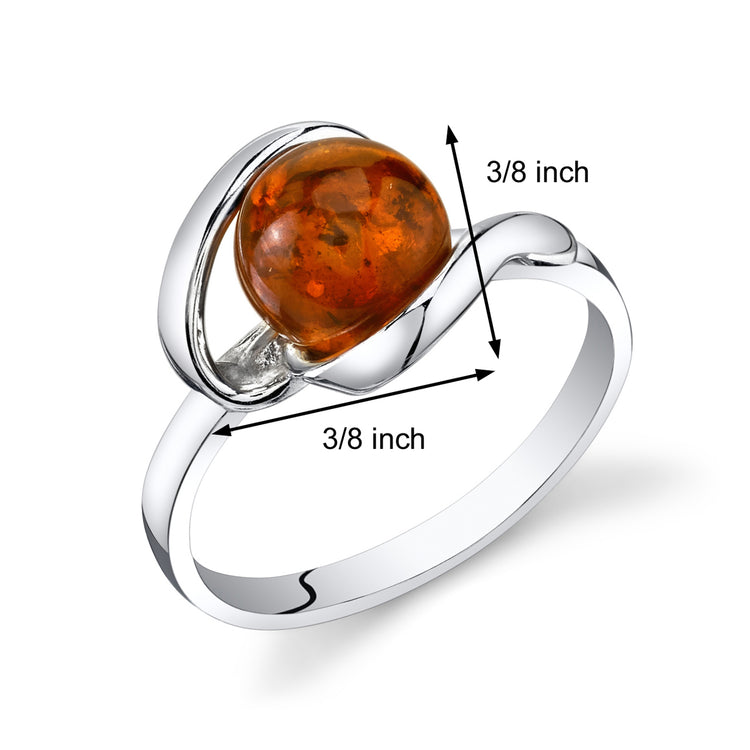 Sterling Silver Genuine Baltic Amber Ring
