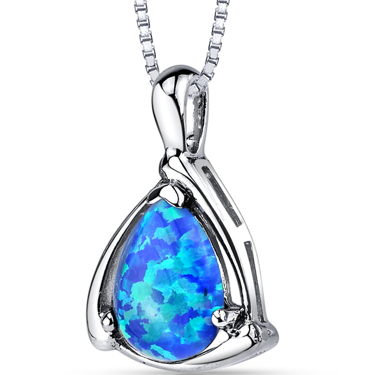 Sterling Silver Azure Blue Opal Equerre Pendant