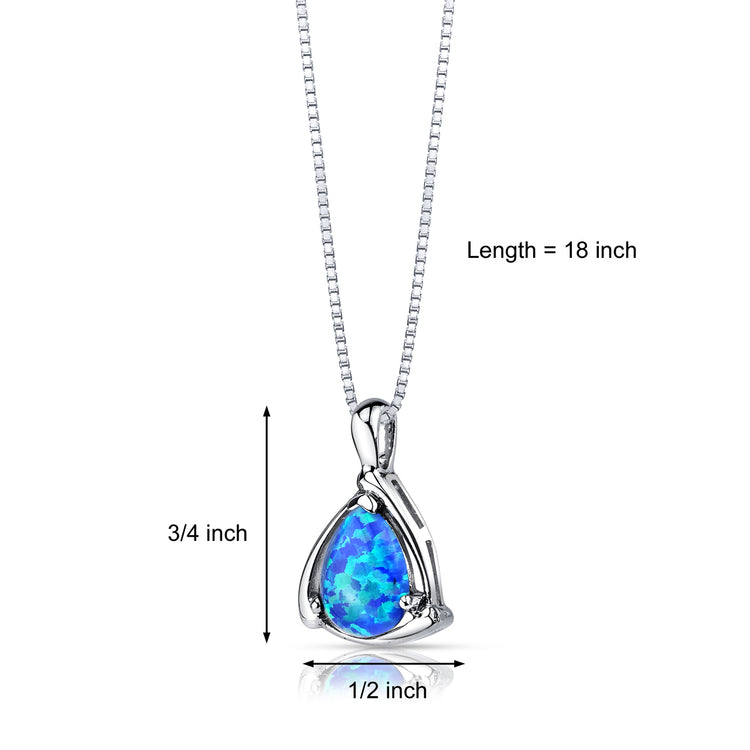 Sterling Silver Azure Blue Opal Equerre Pendant