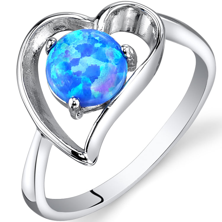 Sterling Silver Azure Blue Opal Heartswing Ring