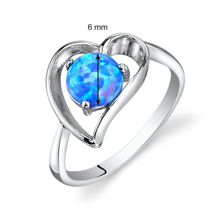 Sterling Silver Azure Blue Opal Heartswing Ring