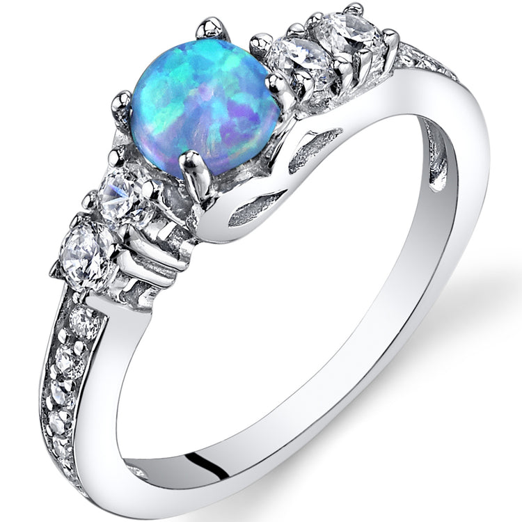 Sterling Silver Powder Blue Opal Ring