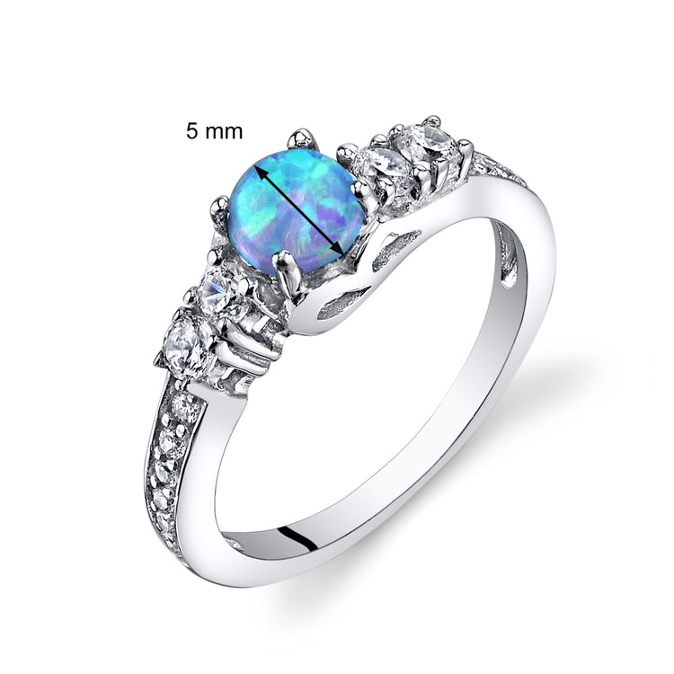 Sterling Silver Powder Blue Opal Ring