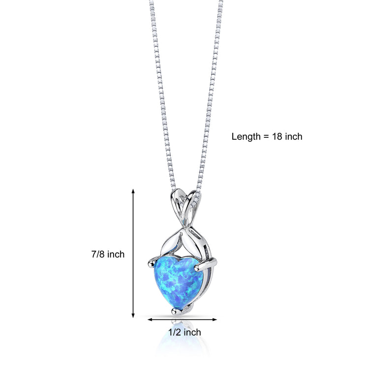 Sterling Powder Blue Opal Heart Pendant