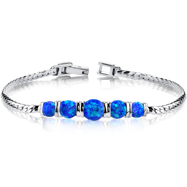 Sterling Azure Blue Opal 5-Stone Bracelet