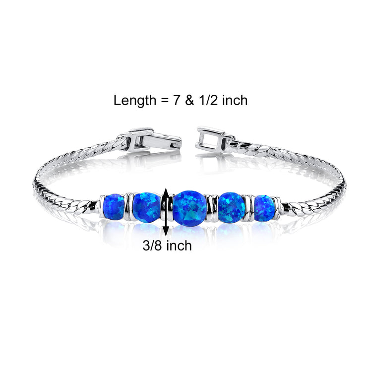 Sterling Azure Blue Opal 5-Stone Bracelet