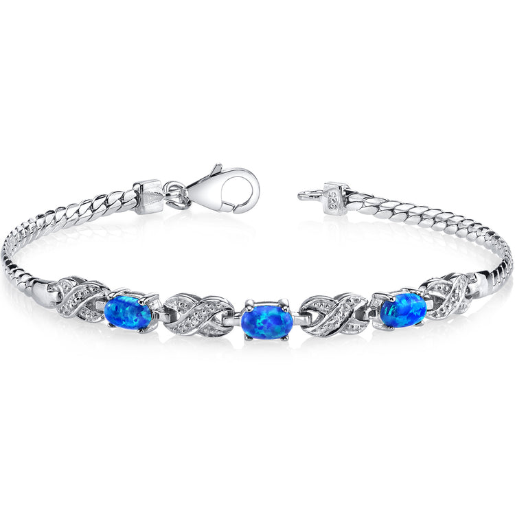 Sterling Azure Blue Opal Eternity Bracelet