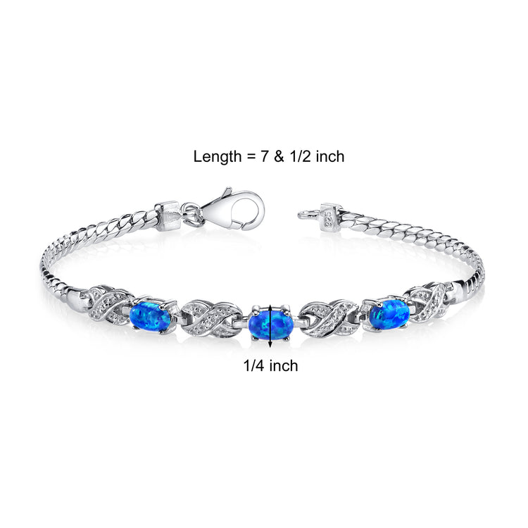 Sterling Azure Blue Opal Eternity Bracelet