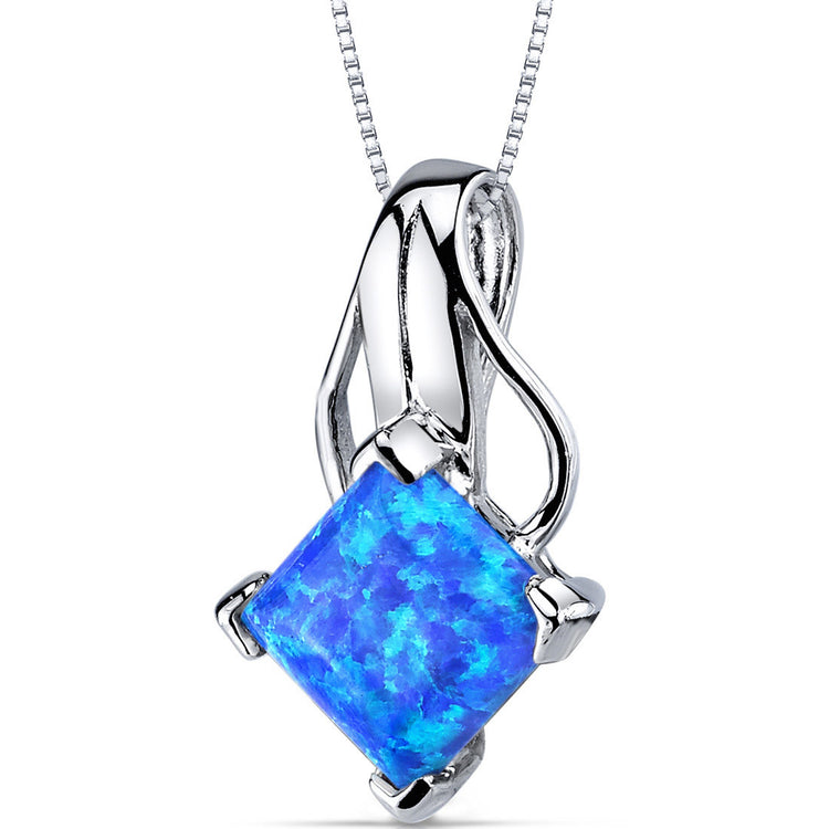 Sterling Silver Azure Blue Opal Pendant