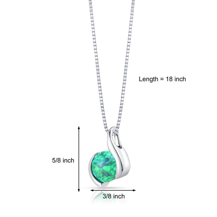 Sterling Silver Lime Green Opal Iris Pendant