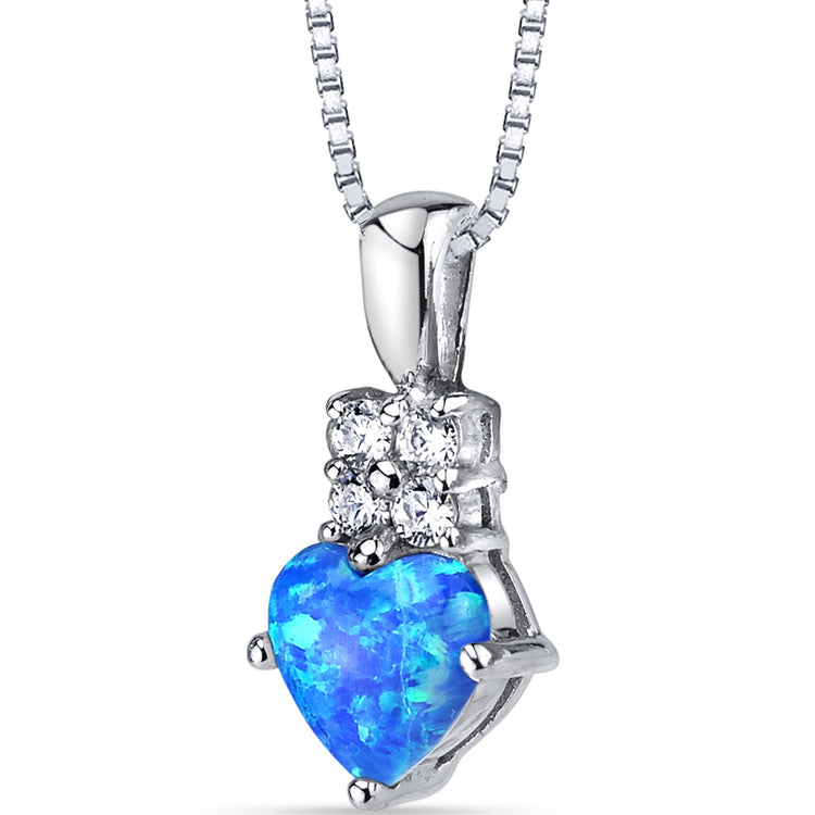 Sterling Silver Azure Blue Opal Heartlight Pendant