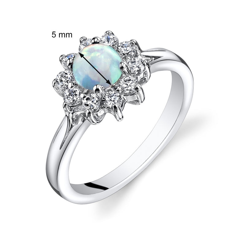 Sterling Silver White Opal Daisy Ring