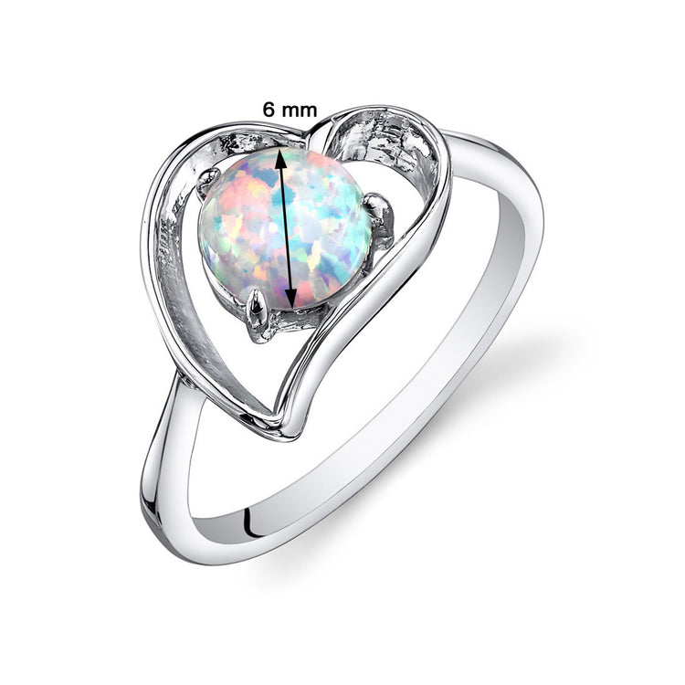 Sterling Silver White Opal Heartswing Ring