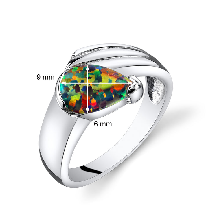 Sterling Silver Blazing Black Opal Eventides Ring