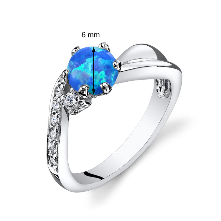 Sterling Silver Azure Blue Opal Love Waves Ring