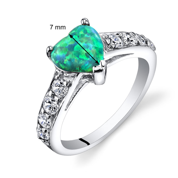 Sterling Silver Absinthe Green Opal Heart Ring