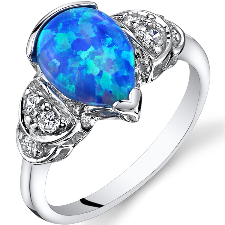 Sterling Silver Azure Blue Opal Ring