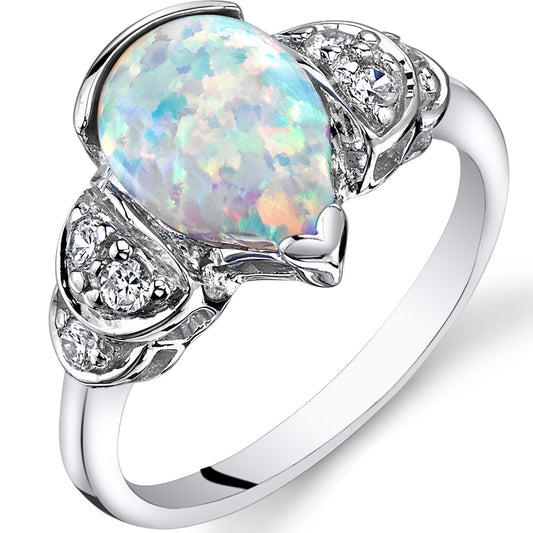 Sterling Silver White Opal Bellezza Ring