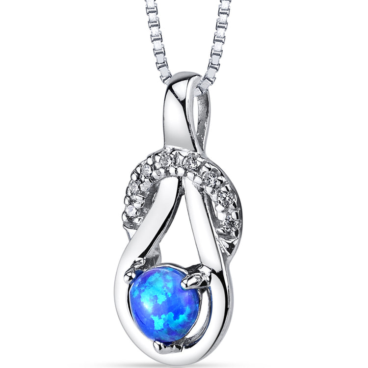 Sterling Silver Azure Blue Opal Infinity Knot Pendant