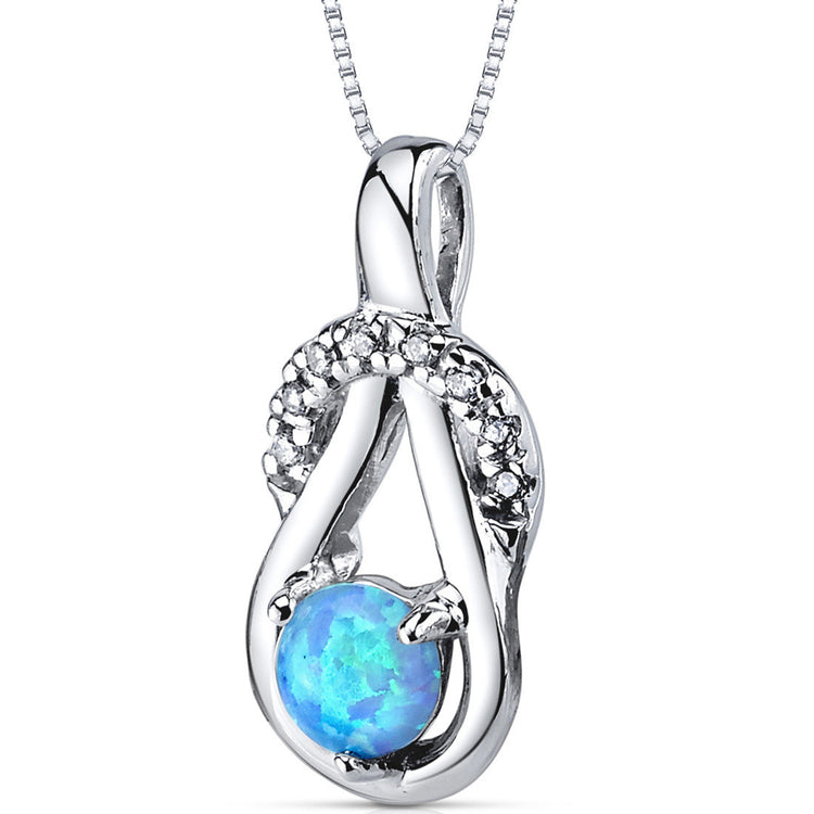 Sterling Powder Blue Opal Infinity Knot Pendant