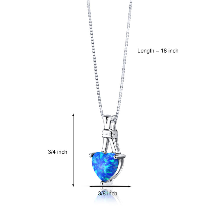 Sterling Silver Azure Blue Opal Heart Pendant