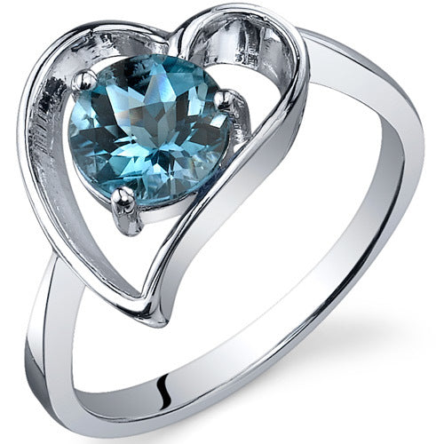 Sterling Silver Genuine London Blue Topaz Heart Ring