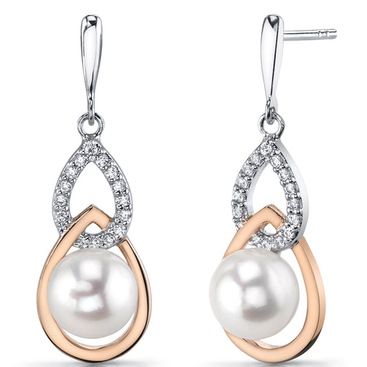 Sterling Silver/RGP Freshwater Cultured Pearl Drop Earrings