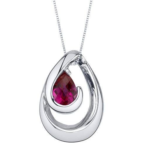 Sterling Silver Ruby Wave Pendant