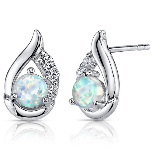 Sterling Opal & Cubic Zirconia Earrings