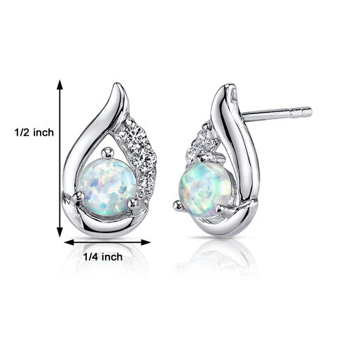 Sterling Opal & Cubic Zirconia Earrings