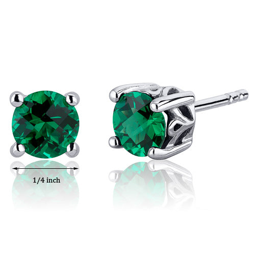 Sterling Round Emerald Scroll Earrings