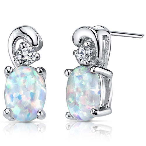 Sterling White Opal & Cubic Zirconia Earrings