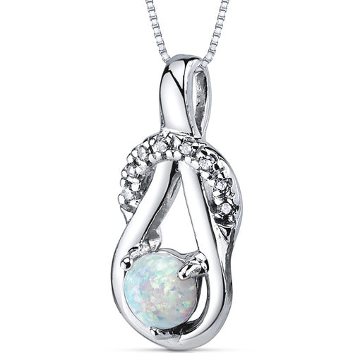 Sterling Silver White Opal Infinity Knot Pendant