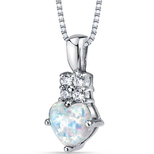 Sterling Silver White Opal Heartlight Pendant
