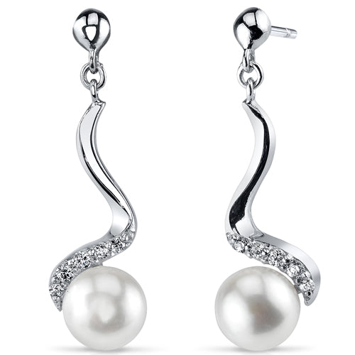 Sterling White Freshwater Pearl Dangle Earrings