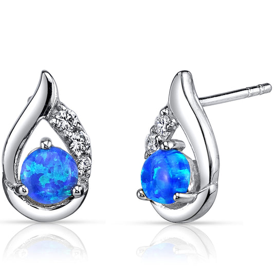 Sterling Silver Azure Blue Opal Earrings