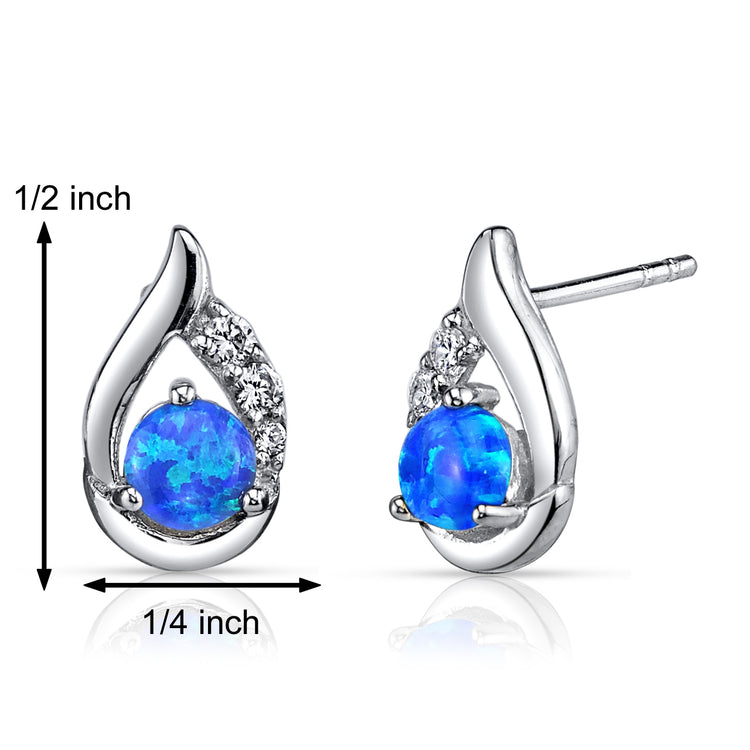 Sterling Azure Blue Opal Earrings