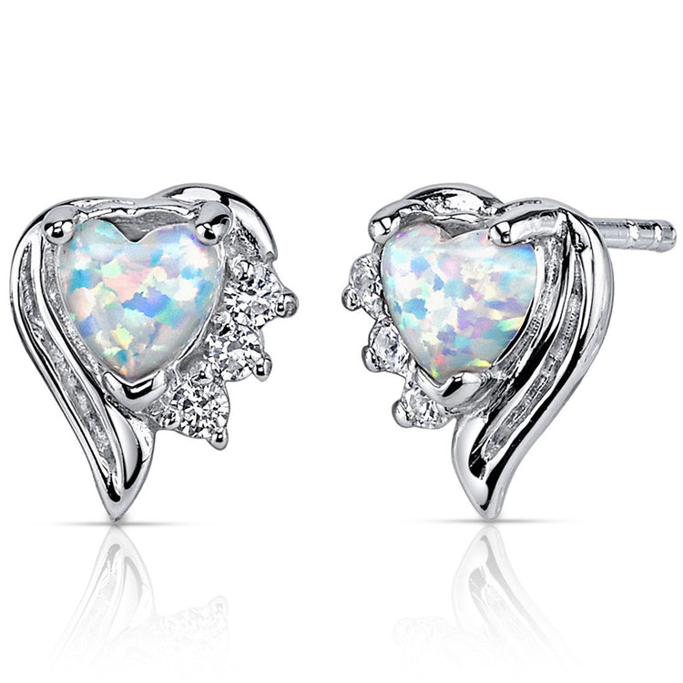Sterling White Opal Sweetheart Earrings