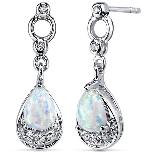 Sterling White Opal Dangle Earrings