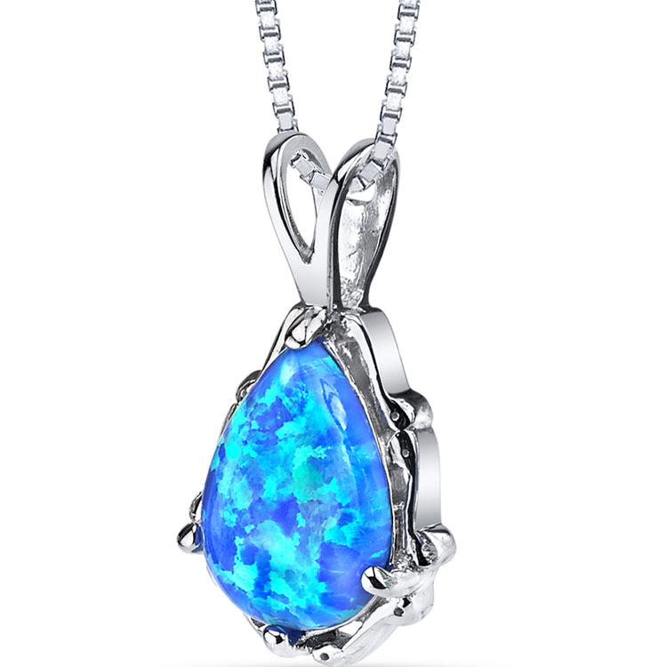 Sterling Silver Azure Blue Opal Stala Pendant
