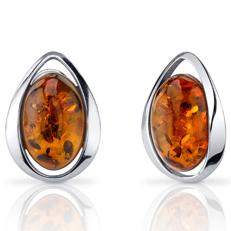 Sterling Cognac Baltic Amber Earrings