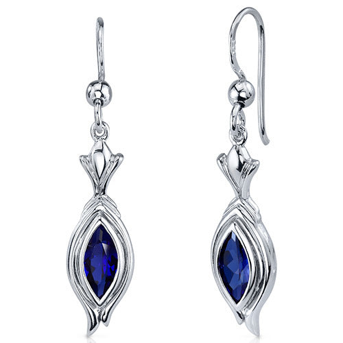 Sterling Silver Blue Sapphire Dangle Earrings