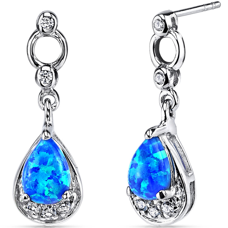 Sterling Azure Opal Dangle Earrings