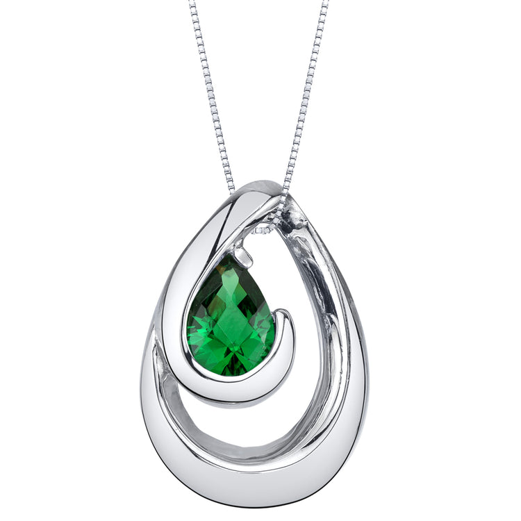 Sterling Silver Emerald Wave Pendant