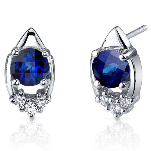 Sterling Majestic Charm 2.00 Carats Blue Sapphire Round Cut CZ Earrings