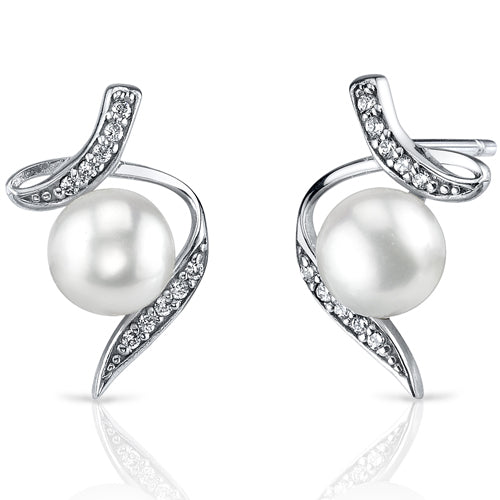 Sterling Silver Freshwater White Pearl Earrings