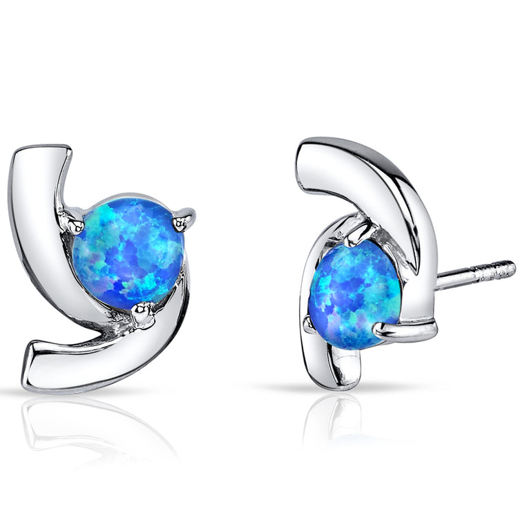 Sterling Blue Opal Trinity Earrings