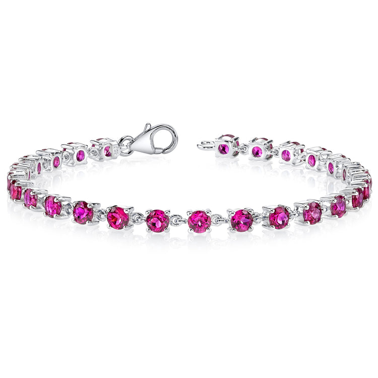 S/S Eternally Magnificent: Round Shape Ruby Gemstone Bracelet