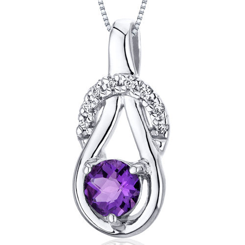 Sterling Silver Genuine Amethyst Infinity Knot Pendant