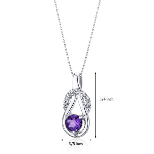 Sterling Silver Genuine Amethyst Infinity Knot Pendant